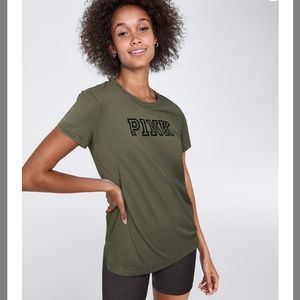 Victoria Secret PINk olive tee NWT